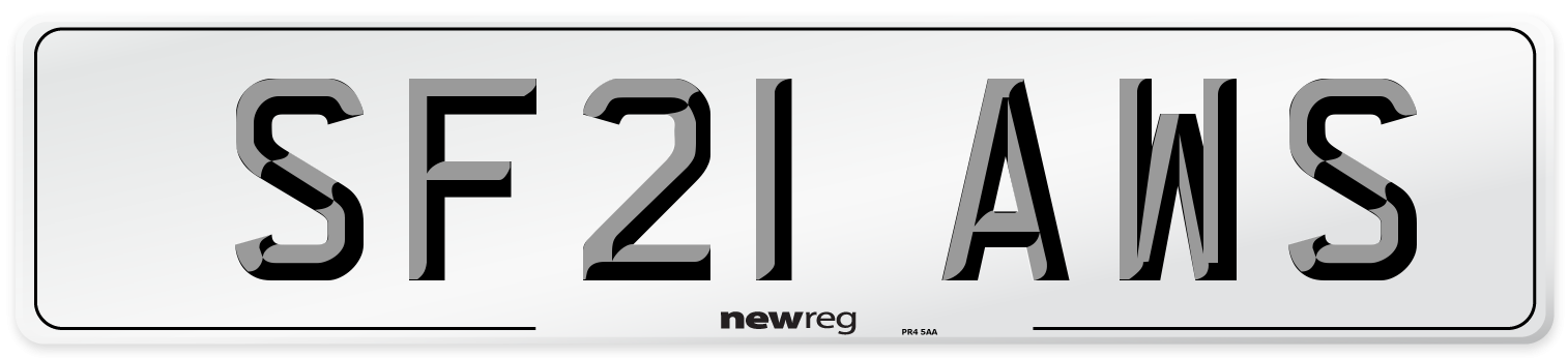 SF21 AWS Number Plate from New Reg